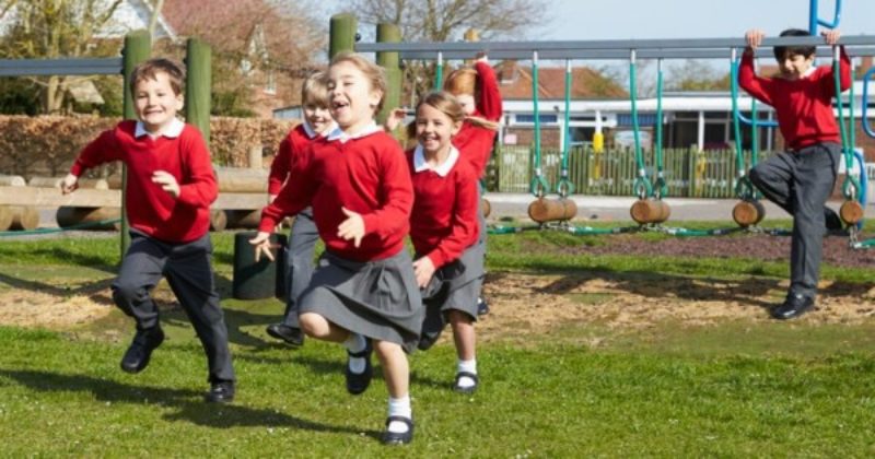 School children in the playground