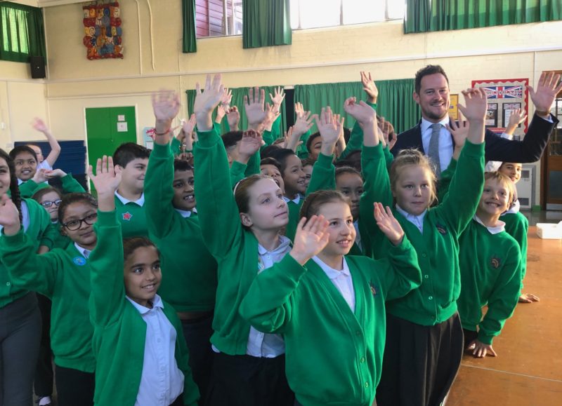 Stephen attending a local school to launch Parliament Week 