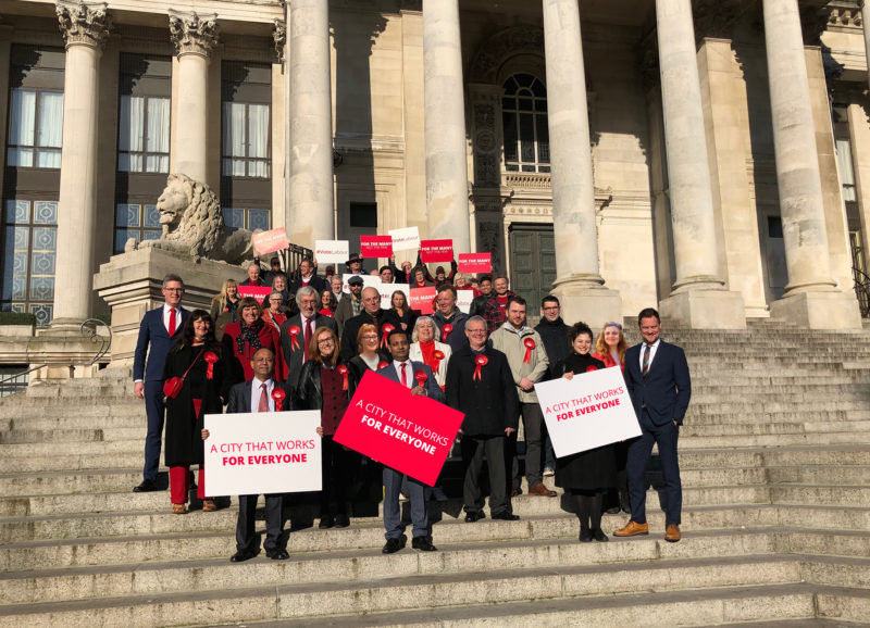 Portsmouth Labour team on the steps of the Guildhall 