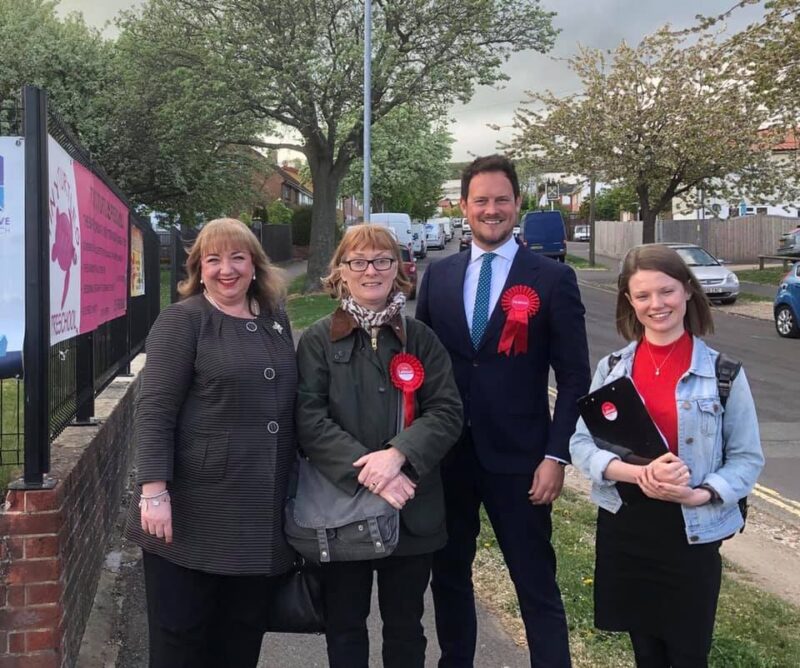 Sharon in Paulsgrove with Isabelle and Stephen Morgan MP