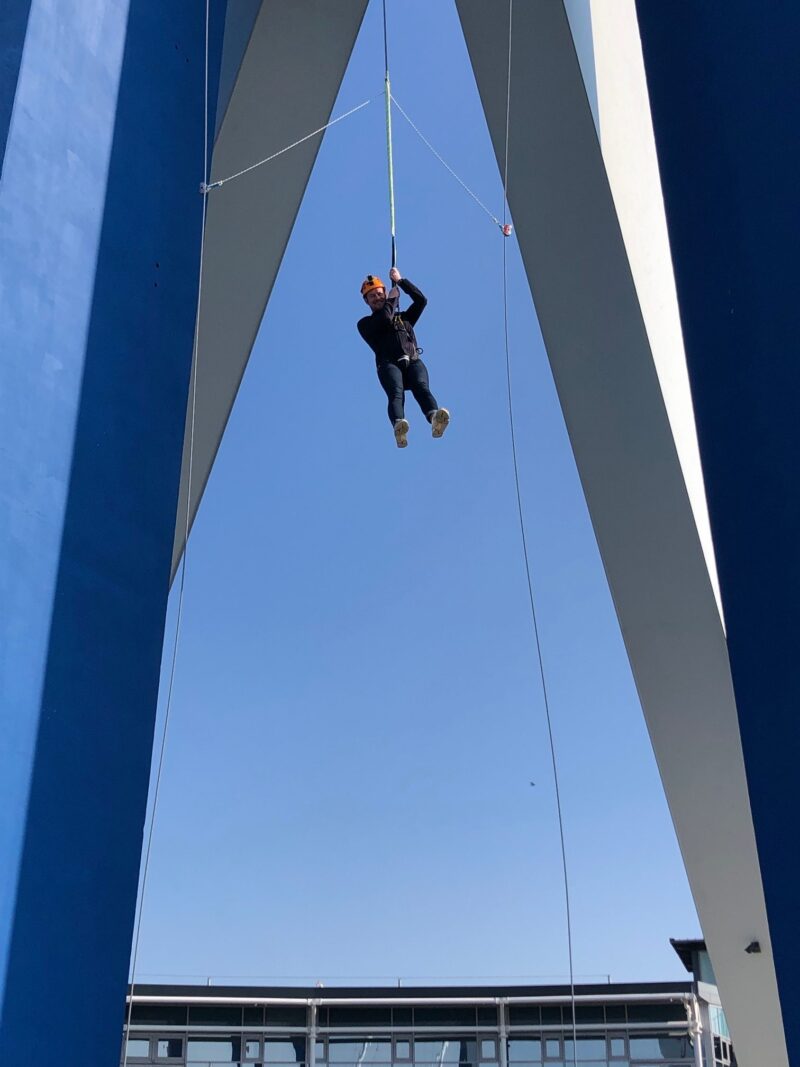 Stephen taking the drop at Spinnaker Tower