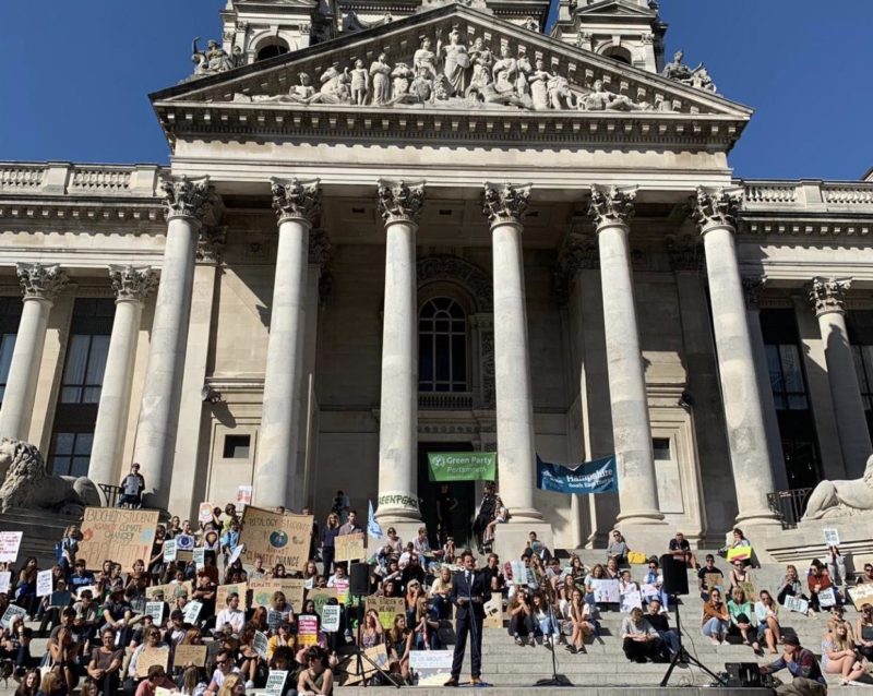 Stephen Morgan speaking at the Portsmouth Climate Strike