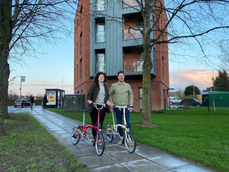 Charlotte Gerada and Stephen Morgan MP with their Brompton bikes