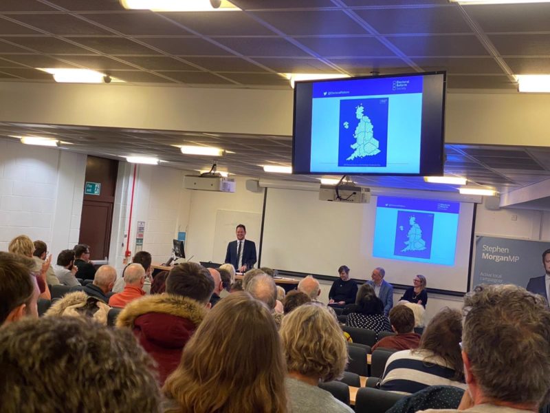 The packed out meeting in Portsmouth