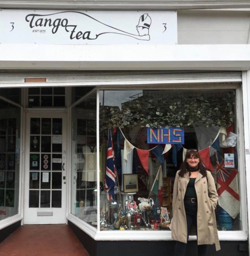 Paula outside her favorite shop in Southsea